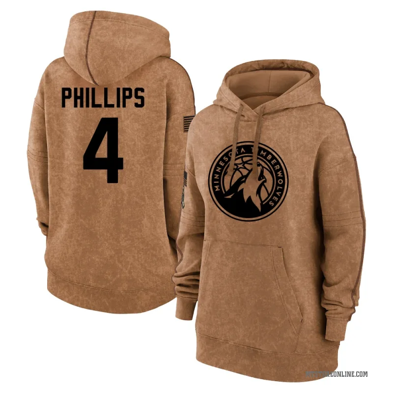 Julian Phillips Women's Brown Minnesota Timberwolves 2023 Salute to Service Pullover Hoodie