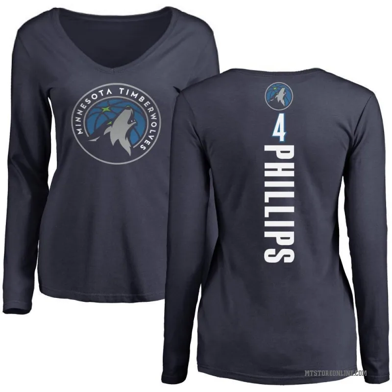 Julian Phillips Women's Navy Minnesota Timberwolves Backer Long Sleeve T-Shirt