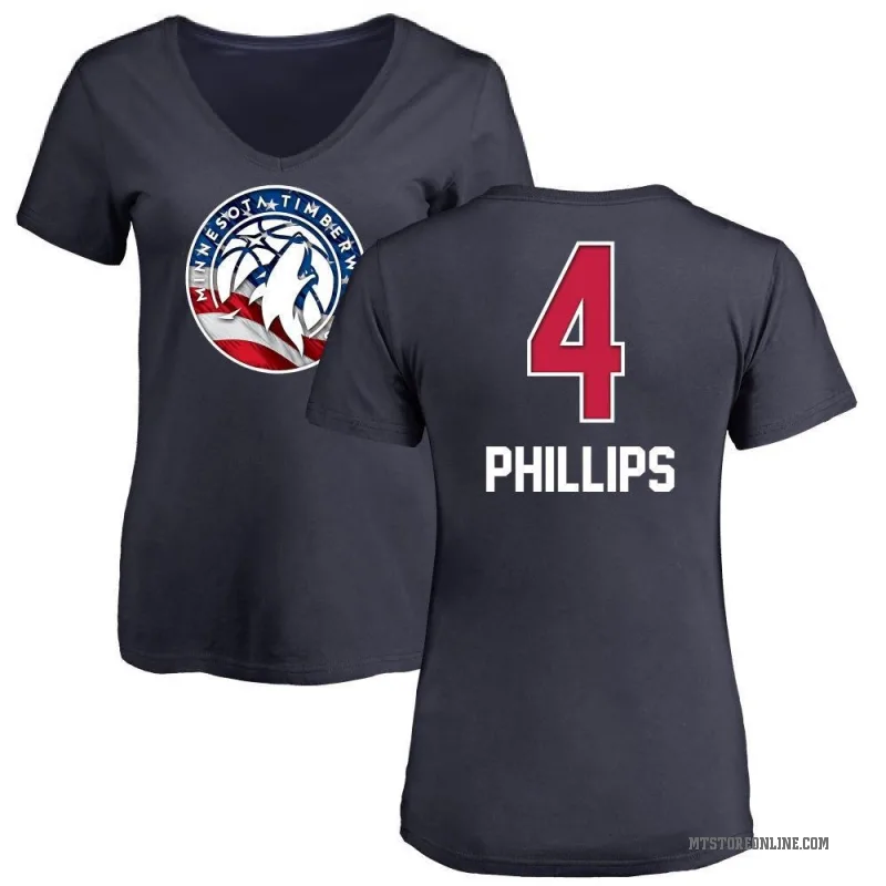 Julian Phillips Women's Navy Minnesota Timberwolves Name and Number Banner Wave V-Neck T-Shirt