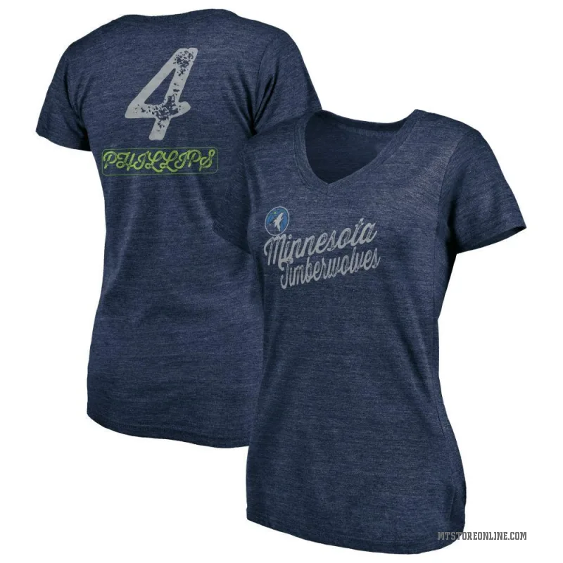 Julian Phillips Women's Navy Minnesota Timberwolves Sideline V-Neck T-Shirt