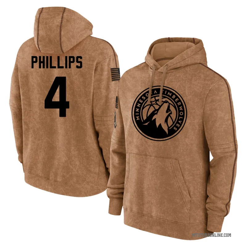 Julian Phillips Youth Brown Minnesota Timberwolves 2023 Salute to Service Club Pullover Hoodie