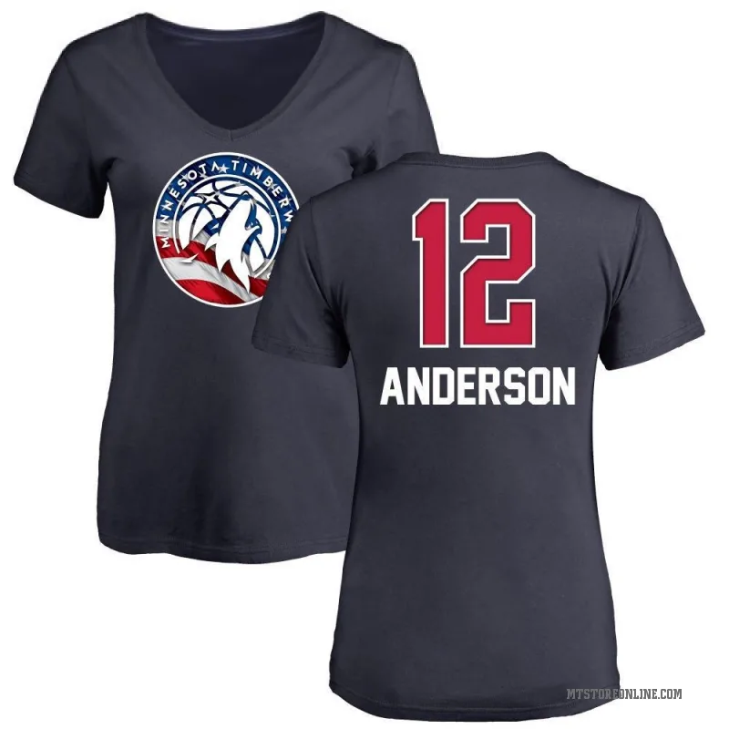 Kyle Anderson Women's Navy Minnesota Timberwolves Name and Number Banner Wave V-Neck T-Shirt