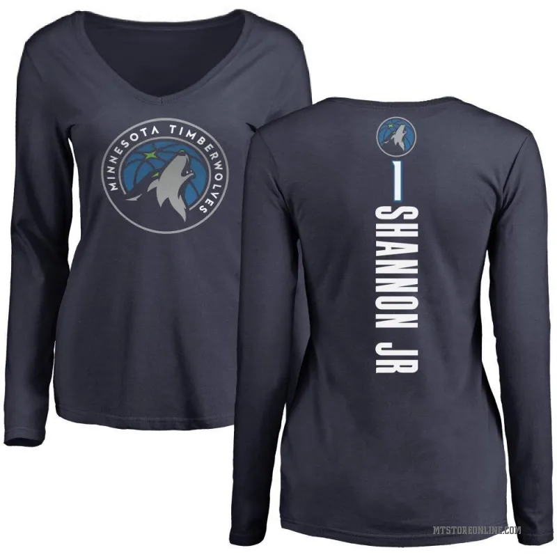 Terrence Shannon Jr. Women's Navy Minnesota Timberwolves Backer Long Sleeve T-Shirt